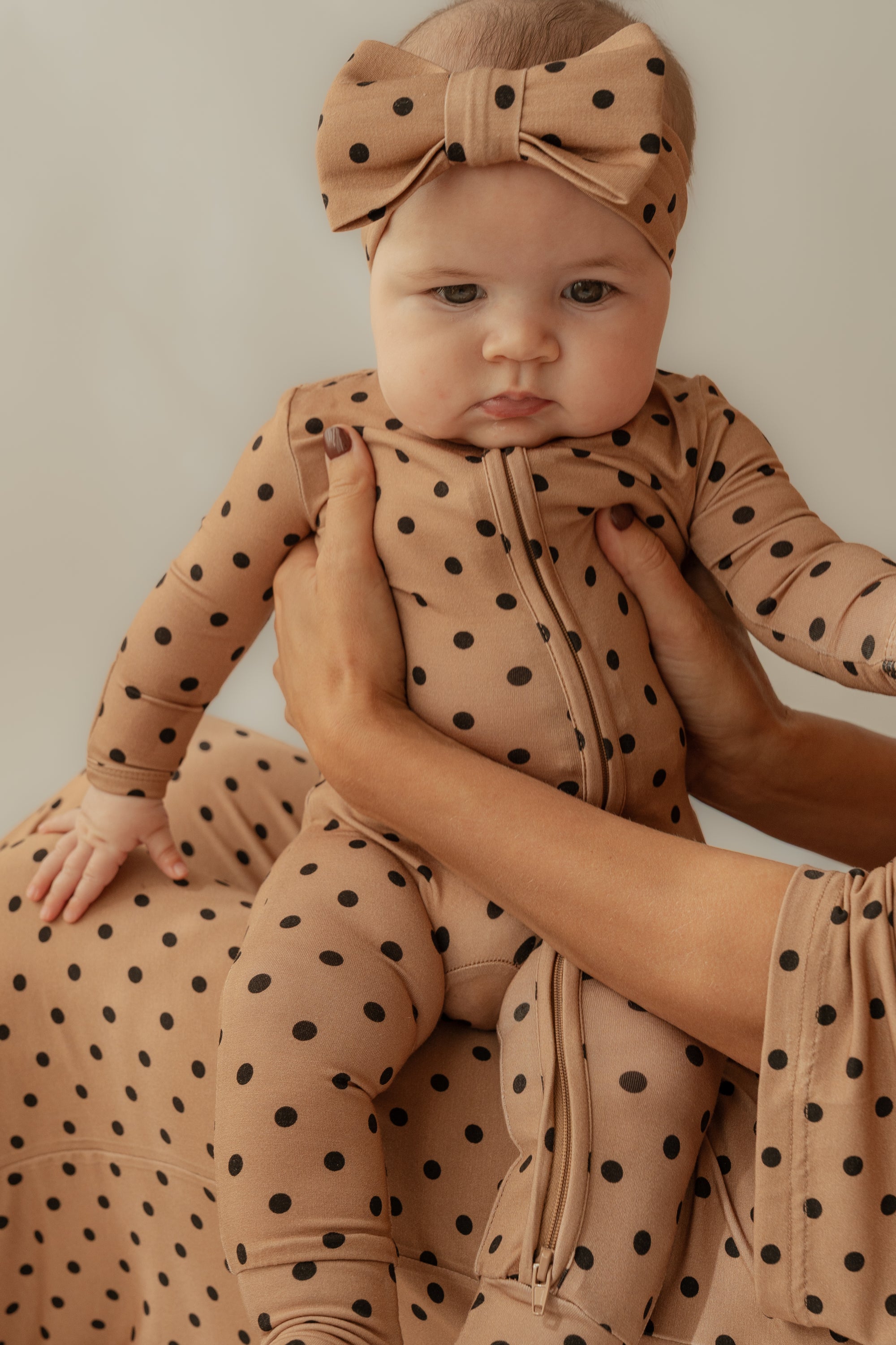 Cocoa Dots Bamboo Zip Onesie
