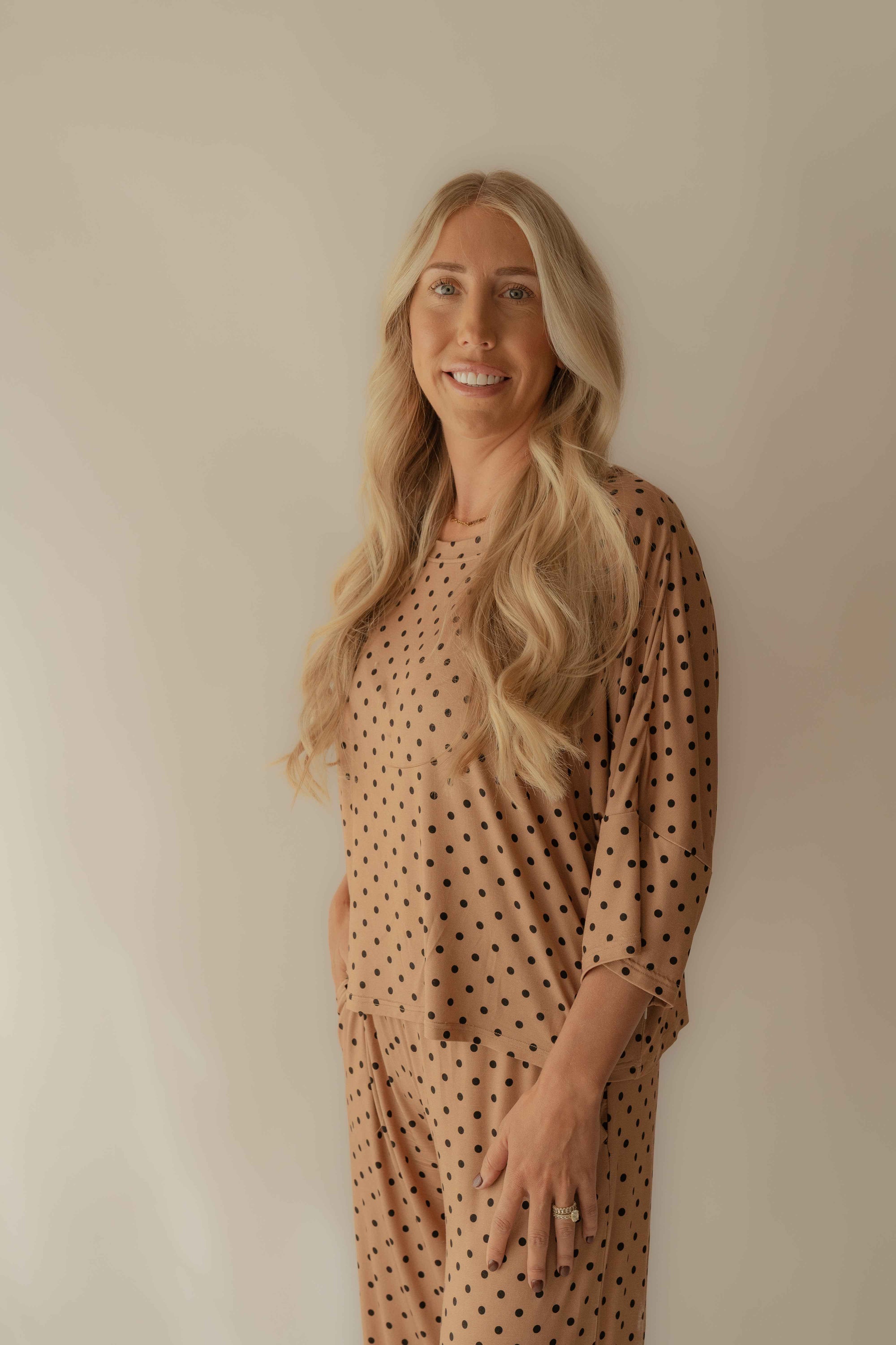 Cocoa Dots Women's Bamboo Shirt and Pants PJ Set - little nessi