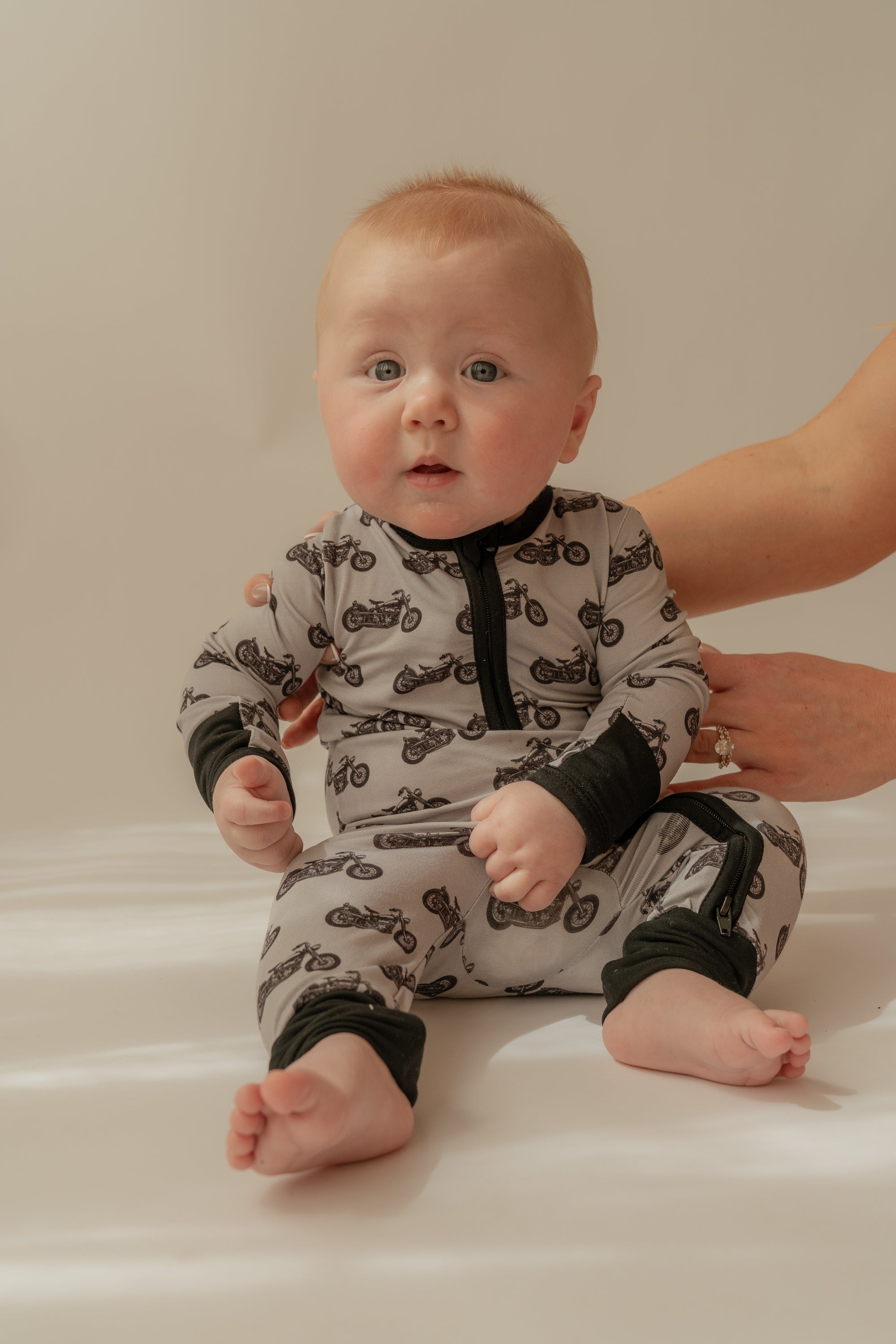 Mini Moto Bamboo Zip Onesie