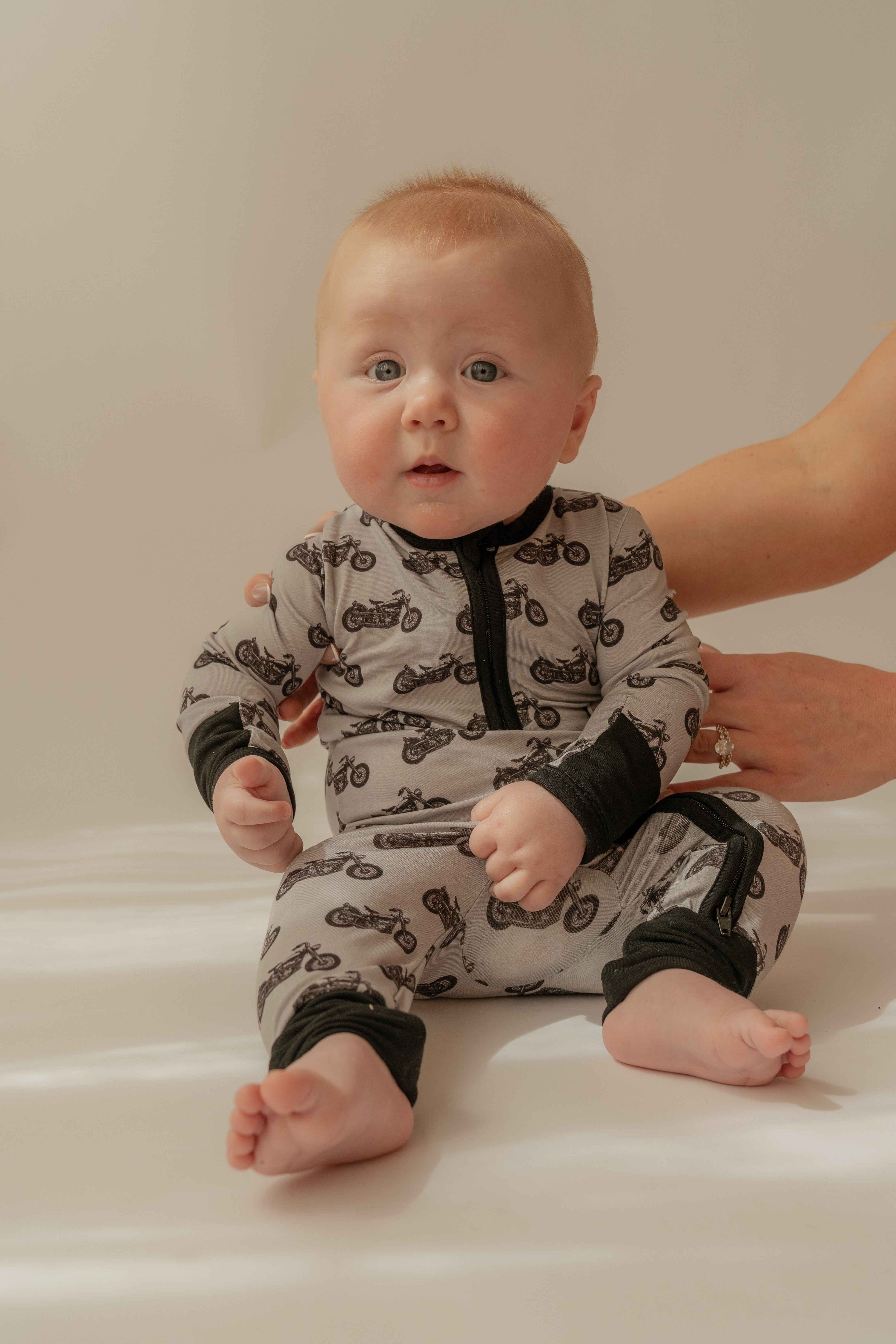 Mini Moto Bamboo Zip Onesie