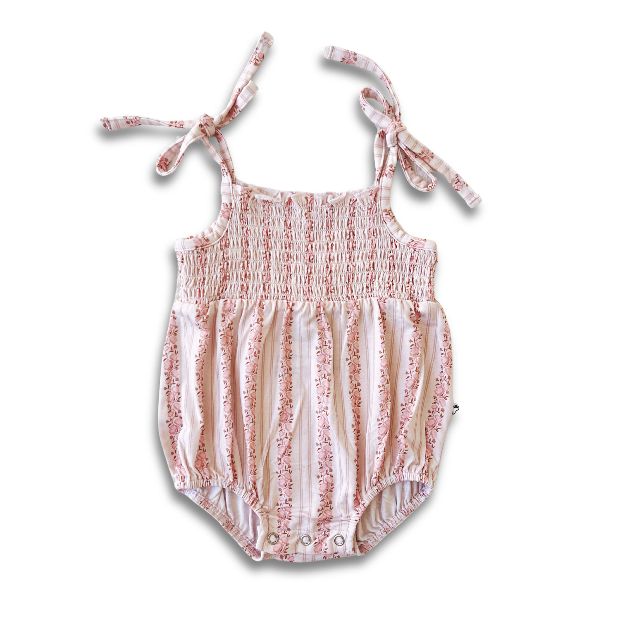 Rosy Reverie Bubble Tie Romper - little nessi