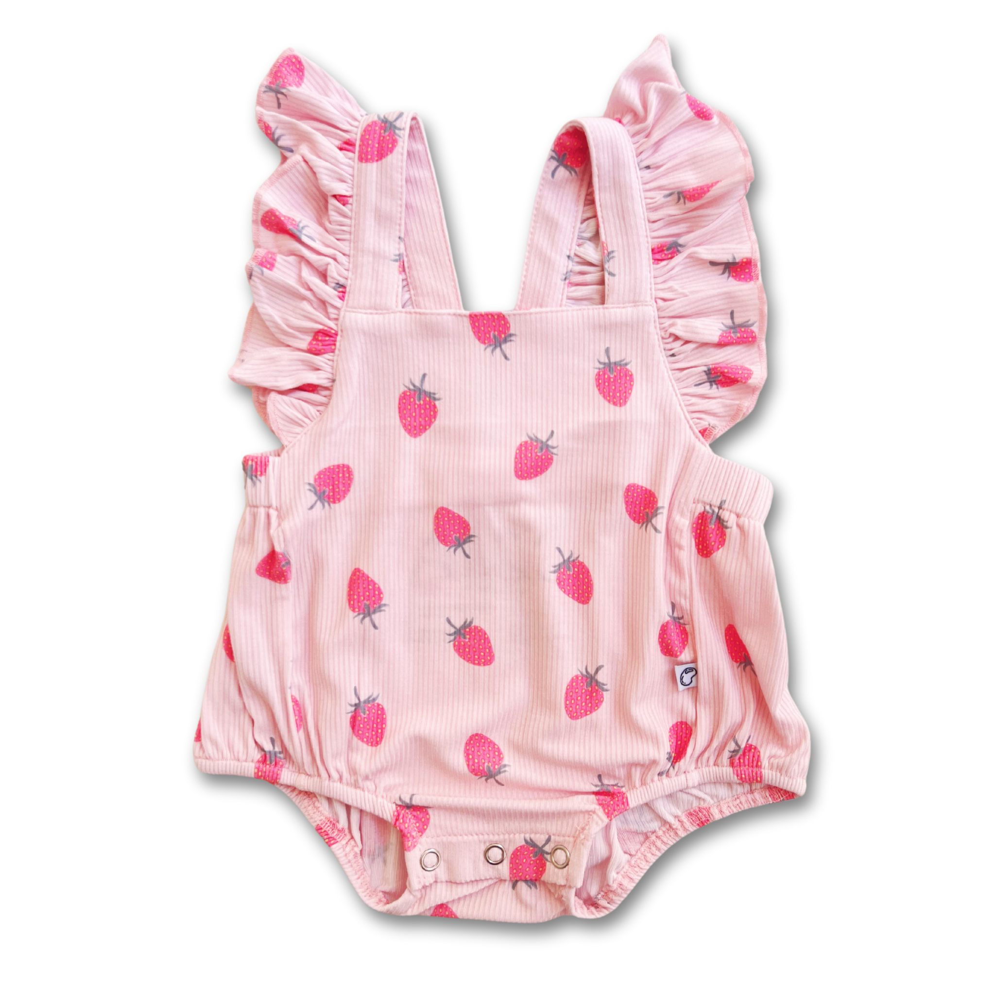 Strawberry Bamboo Ruffle Romper - little nessi