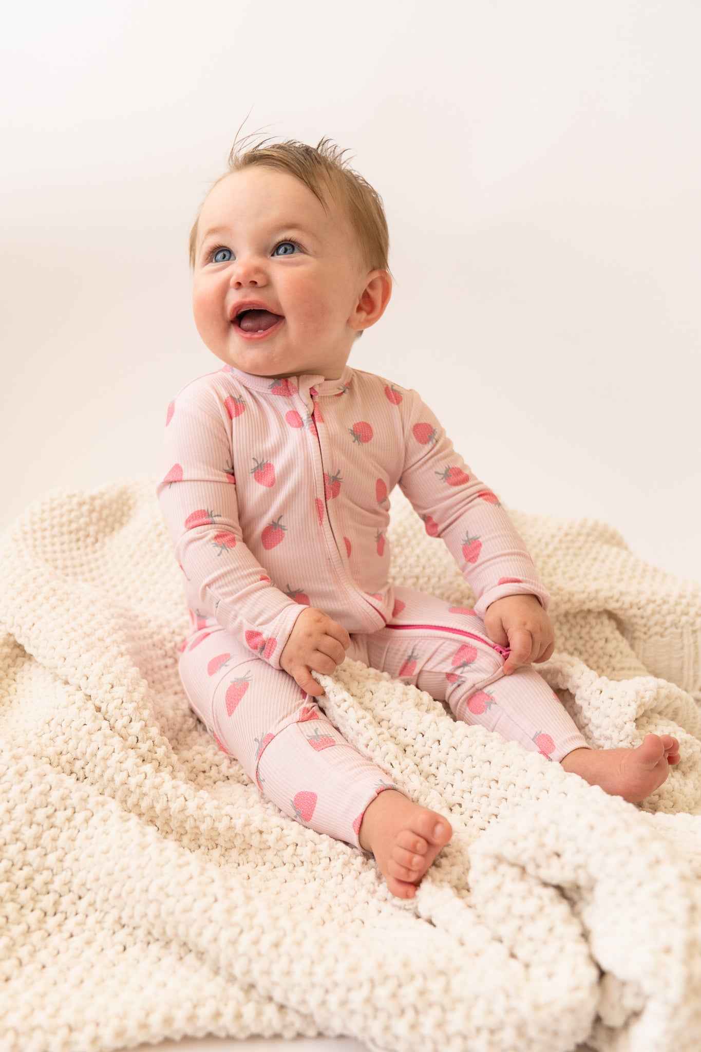 Strawberry Bamboo Zip Onesie - little nessi