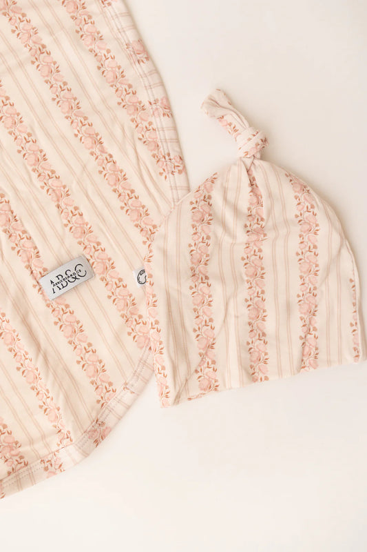 Rosy Reverie | Swaddle Blanket & Beanie Set